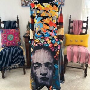 Frida Kahlo Colorful Abstract Print Dress